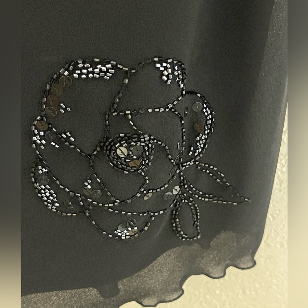 Robbie Bee VTG Black Beaded Cocktail Sleeveless Dress w/Elegant Design Size 12‎ - Picture 4 of 10